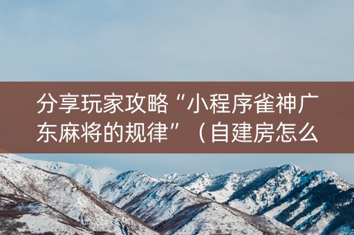 分享玩家攻略“小程序雀神广东麻将的规律”（自建房怎么赢)