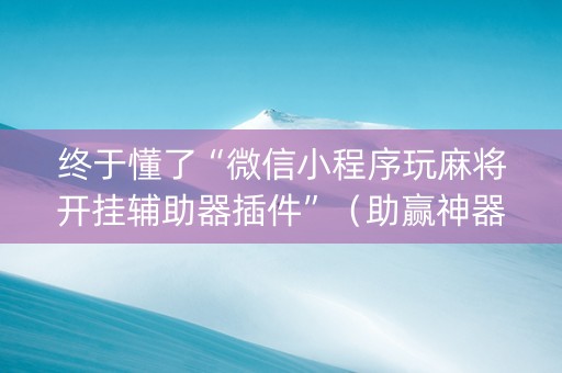 终于懂了“微信小程序玩麻将开挂辅助器插件”（助赢神器购买)