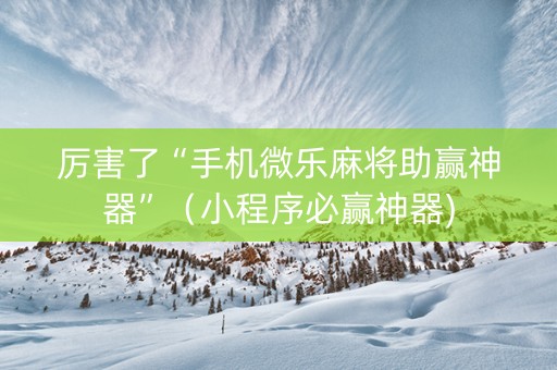厉害了“手机微乐麻将助赢神器”（小程序必赢神器)