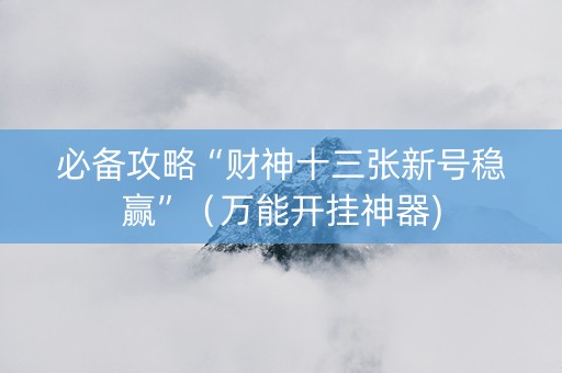 必备攻略“财神十三张新号稳赢”（万能开挂神器)