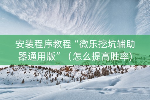 安装程序教程“微乐挖坑辅助器通用版”（怎么提高胜率)