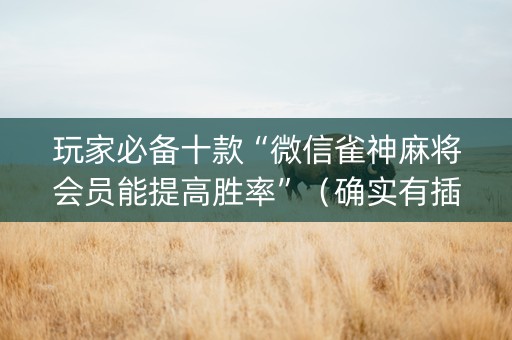 玩家必备十款“微信雀神麻将会员能提高胜率”（确实有插件吗)