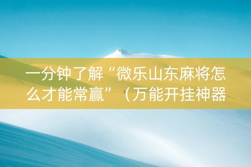一分钟了解“微乐山东麻将怎么才能常赢”（万能开挂神器)