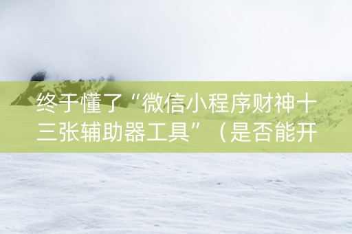 终于懂了“微信小程序财神十三张辅助器工具”（是否能开挂)