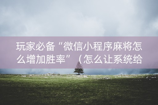 玩家必备“微信小程序麻将怎么增加胜率”（怎么让系统给你发好牌)