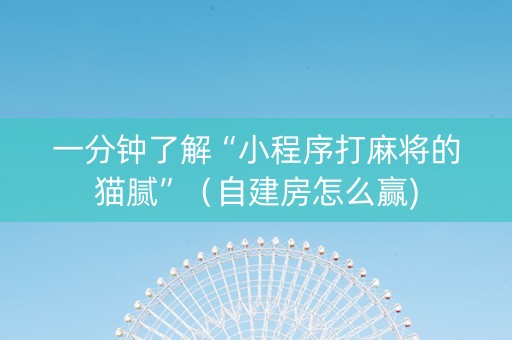 一分钟了解“小程序打麻将的猫腻”（自建房怎么赢)