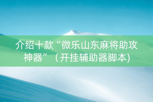 介绍十款“微乐山东麻将助攻神器”（开挂辅助器脚本)