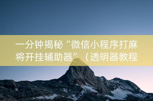 一分钟揭秘“微信小程序打麻将开挂辅助器”（透明器教程)