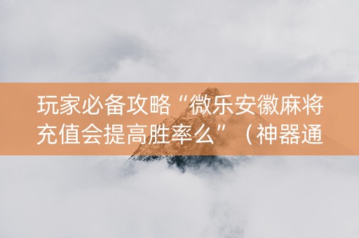 玩家必备攻略“微乐安徽麻将充值会提高胜率么”（神器通用版)
