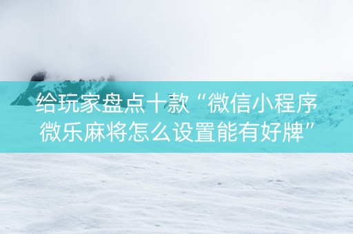 给玩家盘点十款“微信小程序微乐麻将怎么设置能有好牌”（专用神器下载)