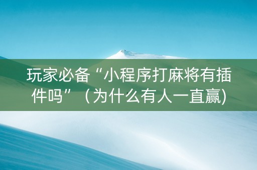 玩家必备“小程序打麻将有插件吗”（为什么有人一直赢)