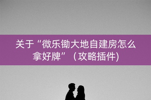 关于“微乐锄大地自建房怎么拿好牌”（攻略插件)