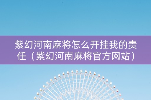 紫幻河南麻将怎么开挂我的责任（紫幻河南麻将官方网站）
