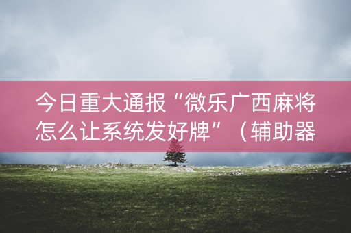 今日重大通报“微乐广西麻将怎么让系统发好牌”（辅助器下载)