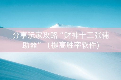 分享玩家攻略“财神十三张辅助器”（提高胜率软件)