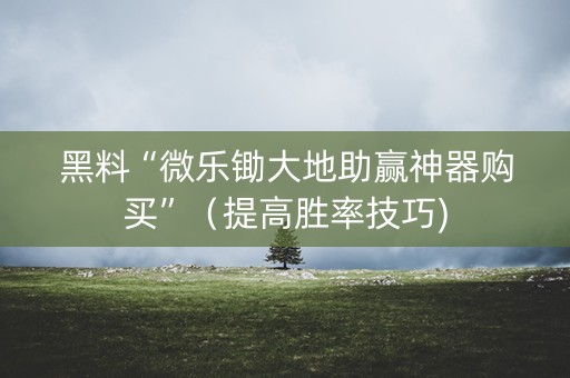 黑料“微乐锄大地助赢神器购买”（提高胜率技巧)