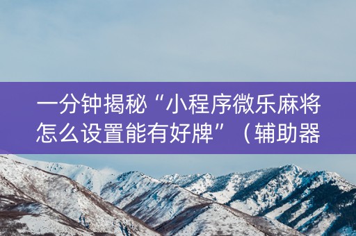 一分钟揭秘“小程序微乐麻将怎么设置能有好牌”（辅助器下载)