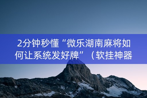 2分钟秒懂“微乐湖南麻将如何让系统发好牌”（软挂神器)