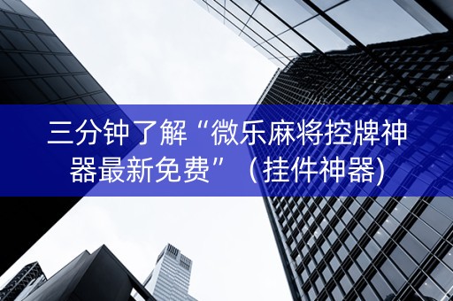 三分钟了解“微乐麻将控牌神器最新免费”（挂件神器)