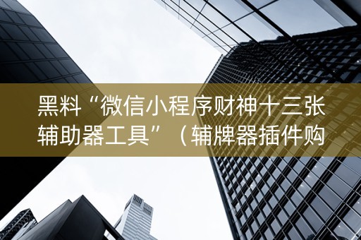 黑料“微信小程序财神十三张辅助器工具”（辅牌器插件购买)