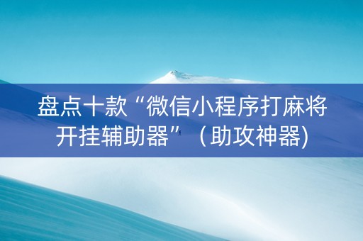 盘点十款“微信小程序打麻将开挂辅助器”（助攻神器)