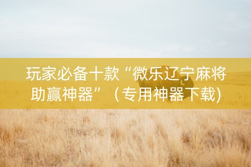 玩家必备十款“微乐辽宁麻将助赢神器”（专用神器下载)
