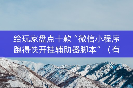 给玩家盘点十款“微信小程序跑得快开挂辅助器脚本”（有没有猫腻)