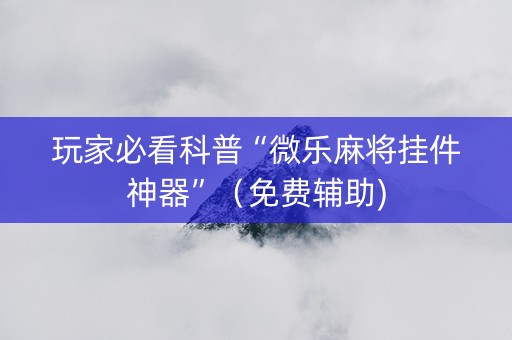 玩家必看科普“微乐麻将挂件神器”（免费辅助)