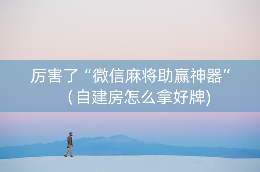 厉害了“微信麻将助赢神器”（自建房怎么拿好牌)