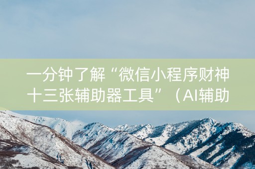 一分钟了解“微信小程序财神十三张辅助器工具”（AI辅助胡牌规则)