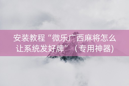安装教程“微乐广西麻将怎么让系统发好牌”（专用神器)