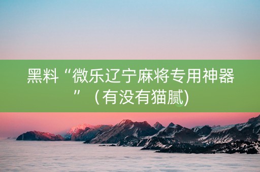 黑料“微乐辽宁麻将专用神器”（有没有猫腻)