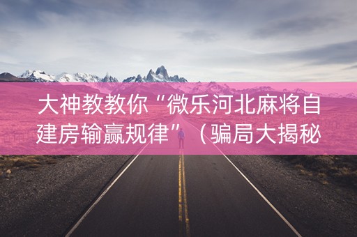 大神教教你“微乐河北麻将自建房输赢规律”（骗局大揭秘)