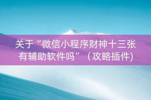 关于“微信小程序财神十三张有辅助软件吗”（攻略插件)