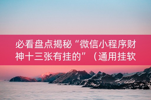 必看盘点揭秘“微信小程序财神十三张有挂的”（通用挂软件多少钱)