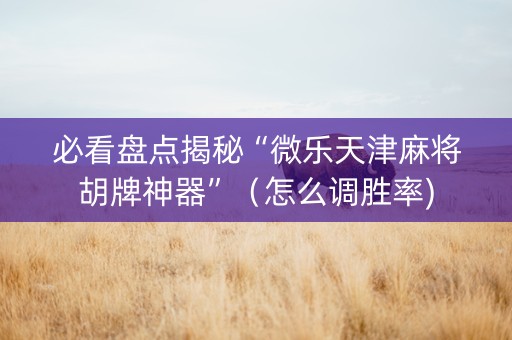 必看盘点揭秘“微乐天津麻将胡牌神器”（怎么调胜率)