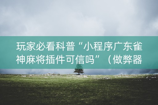 玩家必看科普“小程序广东雀神麻将插件可信吗”（做弊器软件下载)