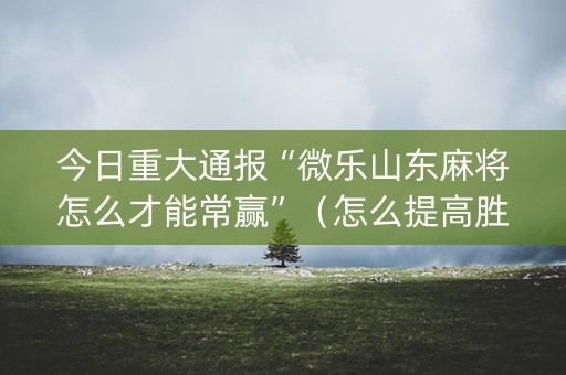 今日重大通报“微乐山东麻将怎么才能常赢”（怎么提高胜率)