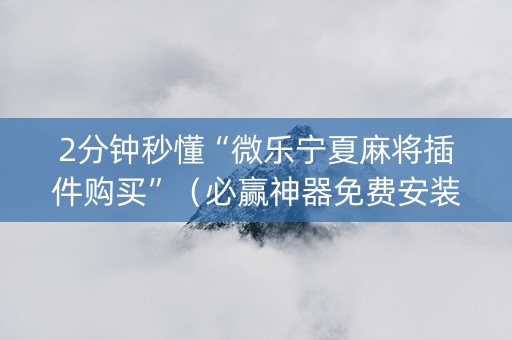 2分钟秒懂“微乐宁夏麻将插件购买”（必赢神器免费安装)