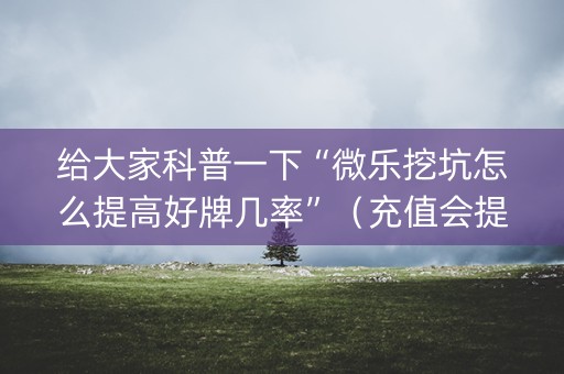 给大家科普一下“微乐挖坑怎么提高好牌几率”（充值会提高胜率么)