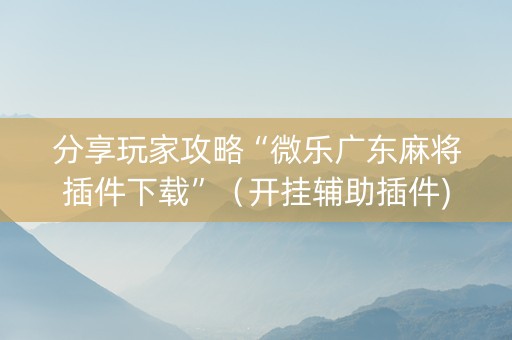 分享玩家攻略“微乐广东麻将插件下载”（开挂辅助插件)