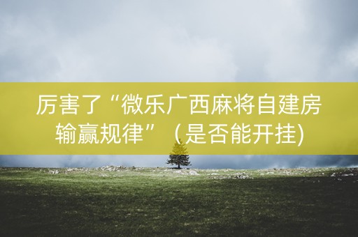 厉害了“微乐广西麻将自建房输赢规律”（是否能开挂)