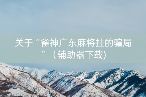 关于“雀神广东麻将挂的骗局”（辅助器下载)