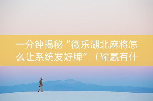一分钟揭秘“微乐湖北麻将怎么让系统发好牌”（输赢有什么规律)