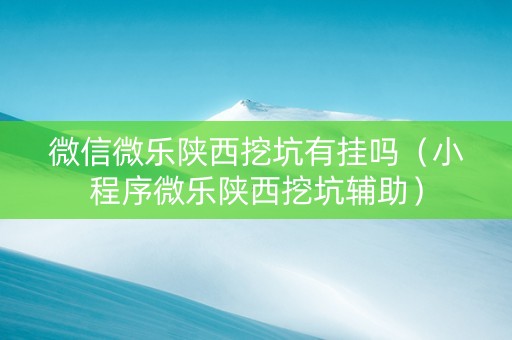 微信微乐陕西挖坑有挂吗（小程序微乐陕西挖坑辅助）