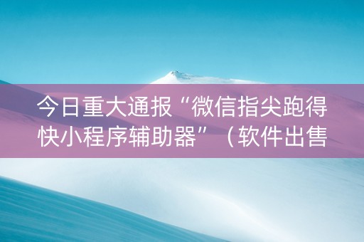 今日重大通报“微信指尖跑得快小程序辅助器”（软件出售)