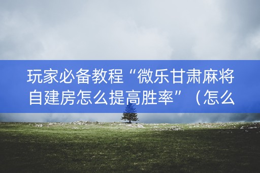 玩家必备教程“微乐甘肃麻将自建房怎么提高胜率”（怎么让系统给你发好牌)