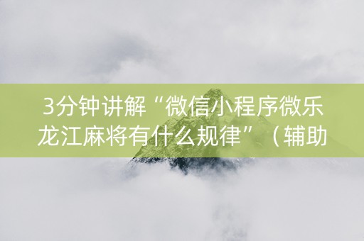 3分钟讲解“微信小程序微乐龙江麻将有什么规律”（辅助器通用版)
