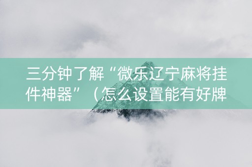 三分钟了解“微乐辽宁麻将挂件神器”（怎么设置能有好牌)