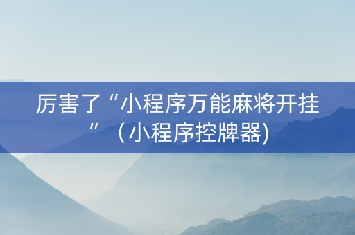 厉害了“小程序万能麻将开挂”（小程序控牌器)
